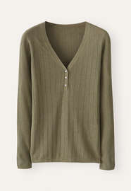 Ribbed v-neck sweater, Moss taupe, webstill