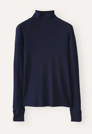 high-neck jersey top, Midnight, webstill