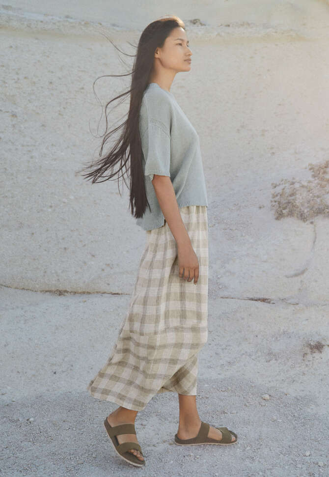Checked skirt, Pale khaki, completeTheLook