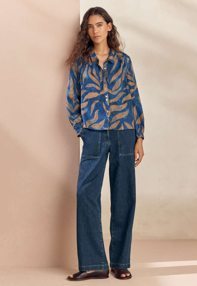 Printed blouse, Blue gold, completeTheLook