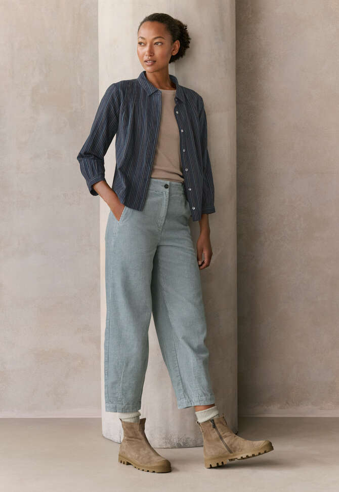 Cropped tapered-leg trousers, Duck-egg blue, completeTheLook