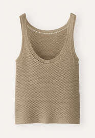 Crochet-trim knitted vest, Soft wheat, webstill