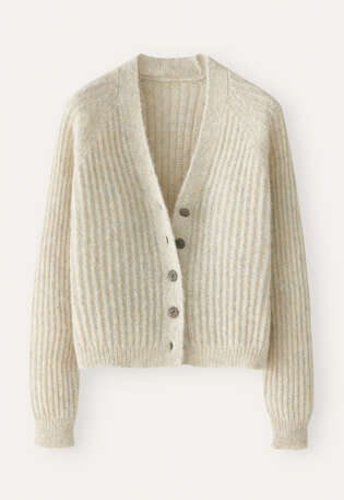 V-neck cardigan, Natural stone, webstill