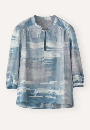 Gathered yoke blouse, Chalk blue, webstill