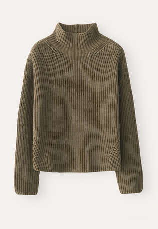 Funnel-neck sweater, Khaki, webstill
