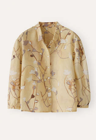 Printed pleat-sleeve shirt, Pale honey, webstill