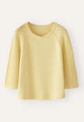 Lace-stitch-sleeve sweater, Pale yellow, webstill