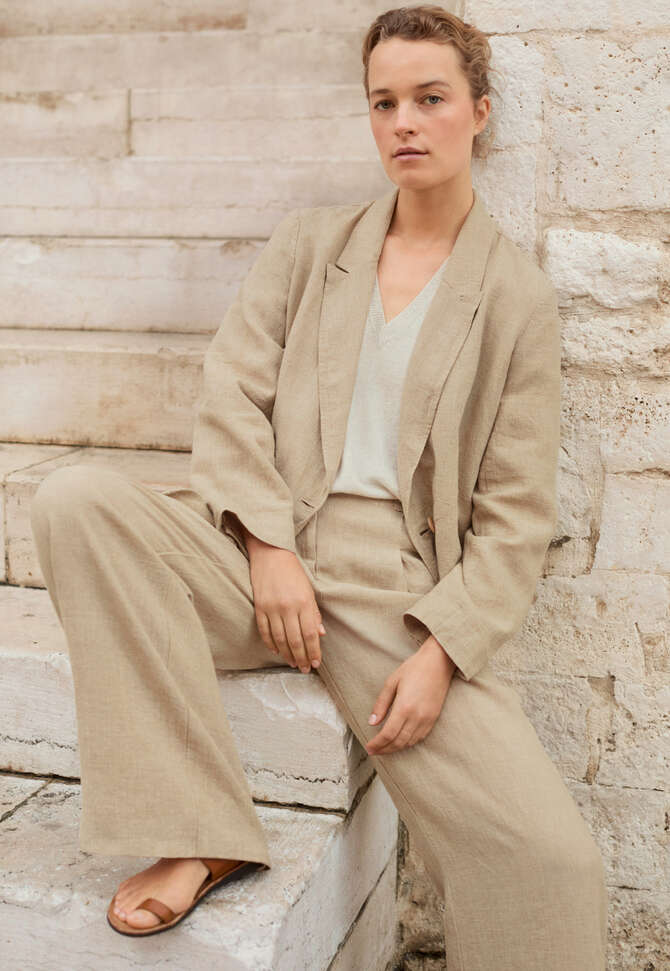 Double-breasted jacket, Soft ochre, completeTheLook