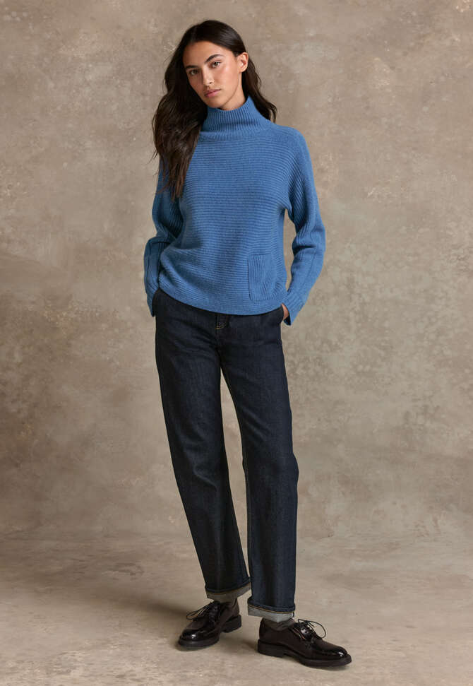 Dolman-sleeve sweater, Soft indigo, completeTheLook
