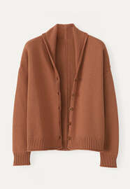 Shawl-collar cardigan, Terracotta, webstill