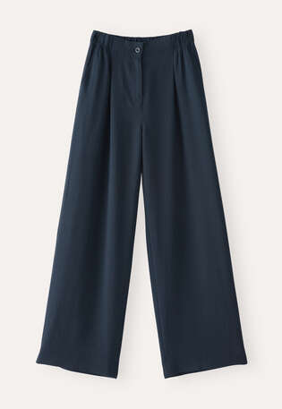 Tailored wide-leg trousers, Ink teal, webstill