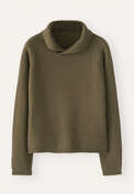 Moss-stitch collared sweater, Dark olive, webstill