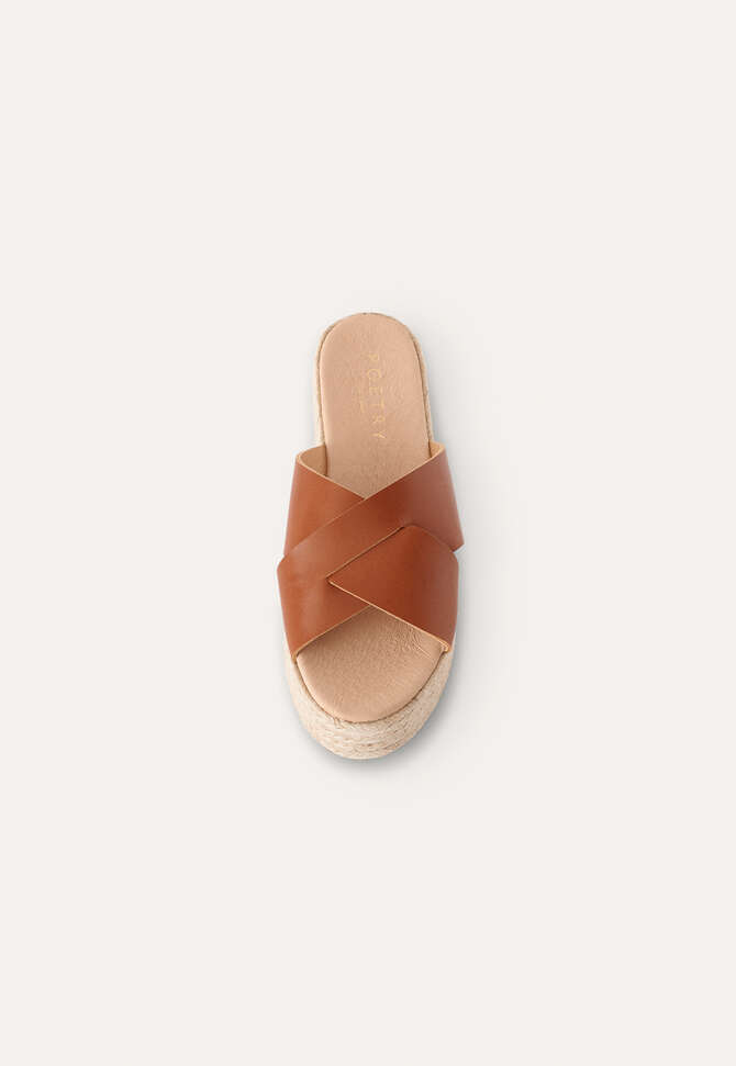 Platform sliders, Dark tan, completeTheLook