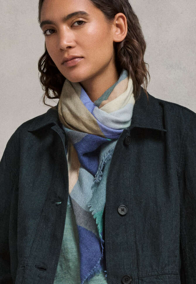Checked scarf, Blue and green, completeTheLook