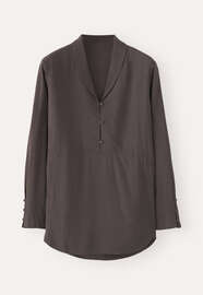 Shawl-collar blouse, Grey brown, webstill