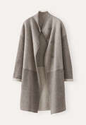 Funnel-neck coat, Brown oatmeal, webstill
