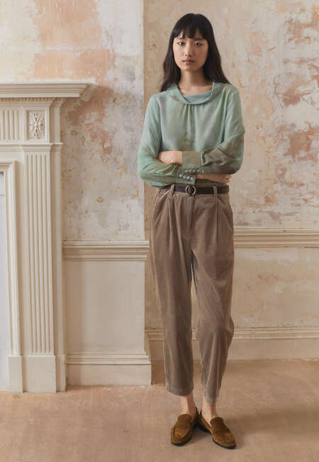 Pleat-front trousers, Taupe brown, completeTheLook