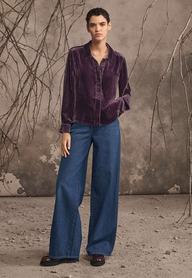 Velvet collared top, Dark plum, completeTheLook