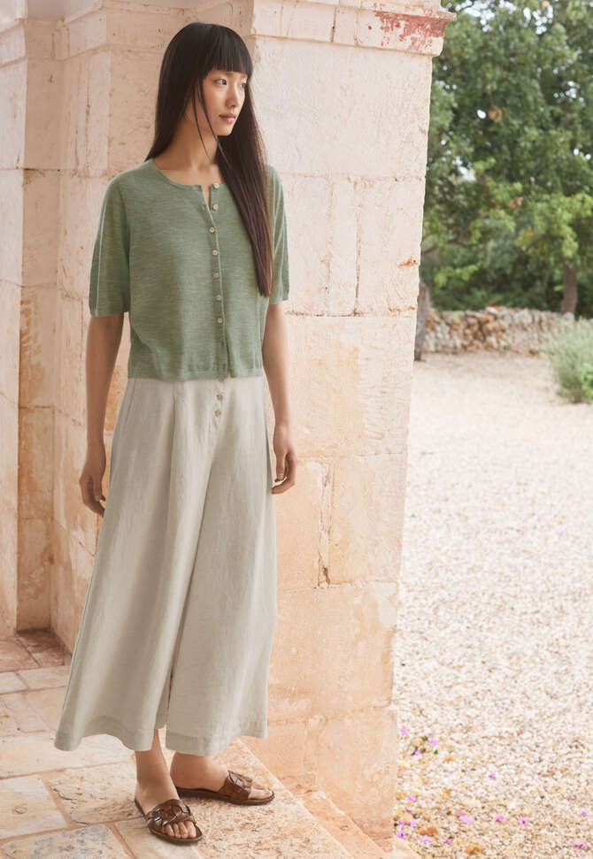 Pleat-front culottes, Pale natural, completeTheLook