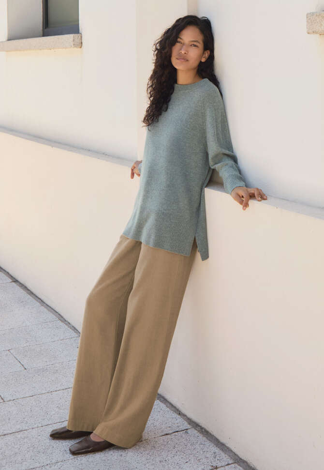 Straight-leg trousers, Camel grey, completeTheLook