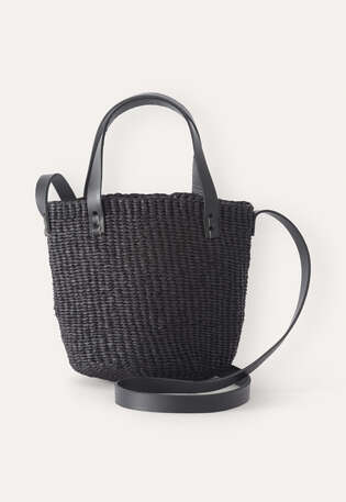 Woven cross-body bag, Black, webstill