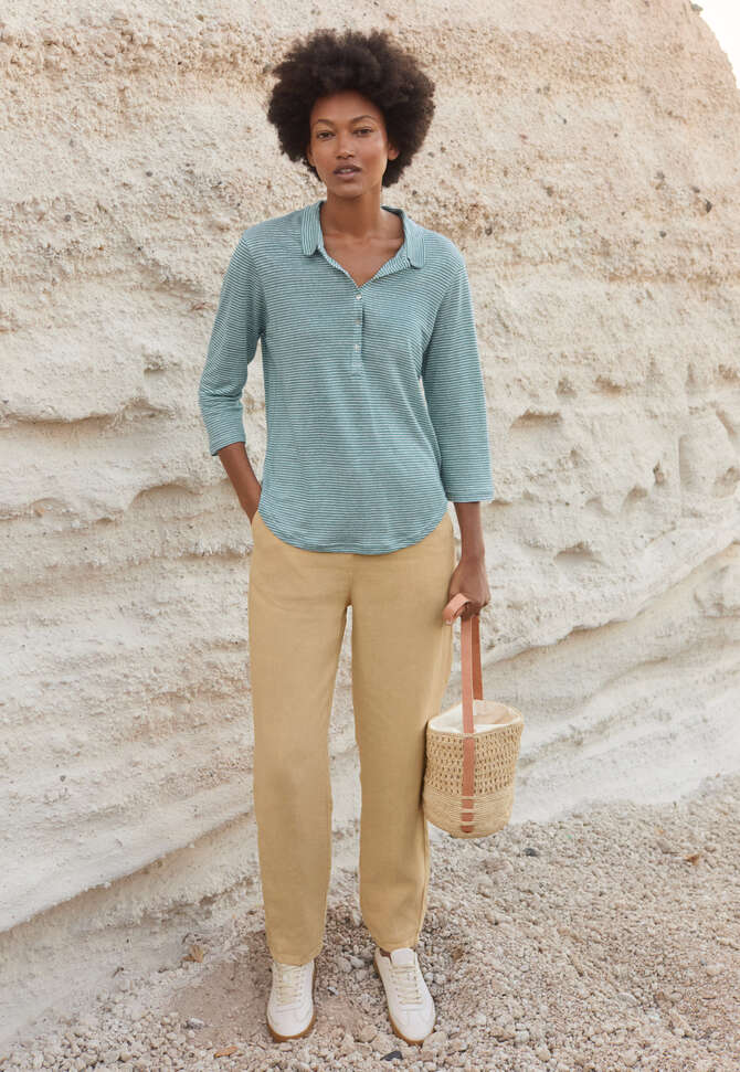 Tapered trousers, Pale honey, completeTheLook
