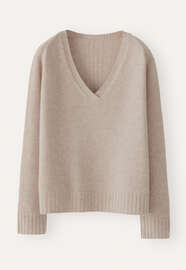 V-neck sweater, Ecru fawn, webstill