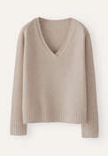 V-neck sweater, Ecru fawn, webstill