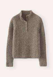 Button-neck sweater, Dark taupe, webstill