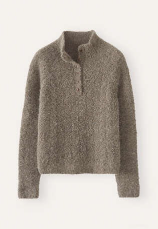 Button-neck sweater, Dark taupe, webstill