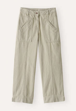 Cropped seam-detail trousers, Sage grey, webstill