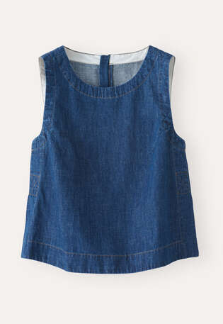 Indigo-dyed sleeveless top, Dark denim, webstill