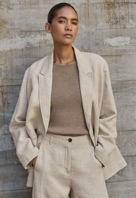 Double-breasted jacket, Ecru/grey, completeTheLook