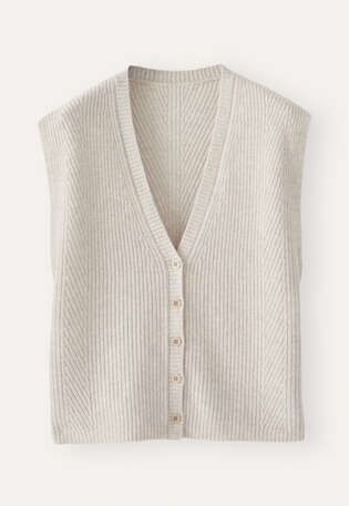 Sleeveless ribbed cardigan, Grey pearl, webstill