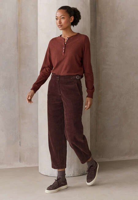 Striped Henley top, Prune chilli, completeTheLook