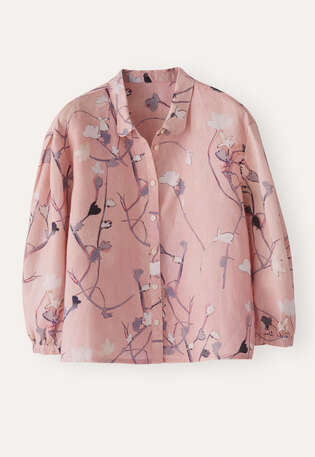 Printed pleat-sleeve shirt, Soft pink, webstill