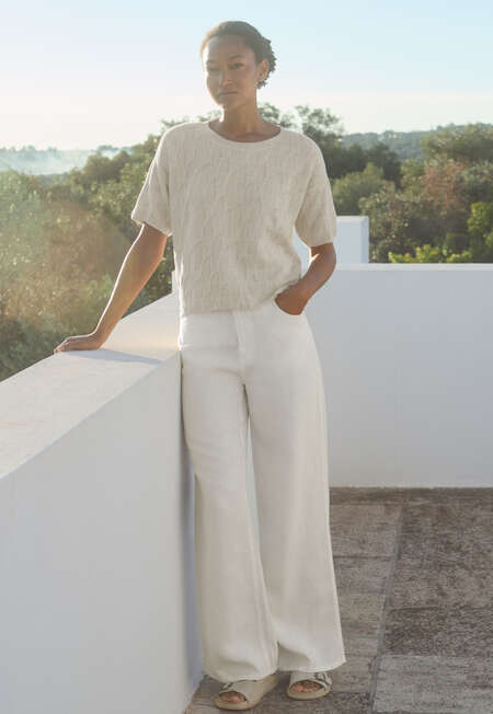 Patterned sweater, Pale natural, completeTheLook