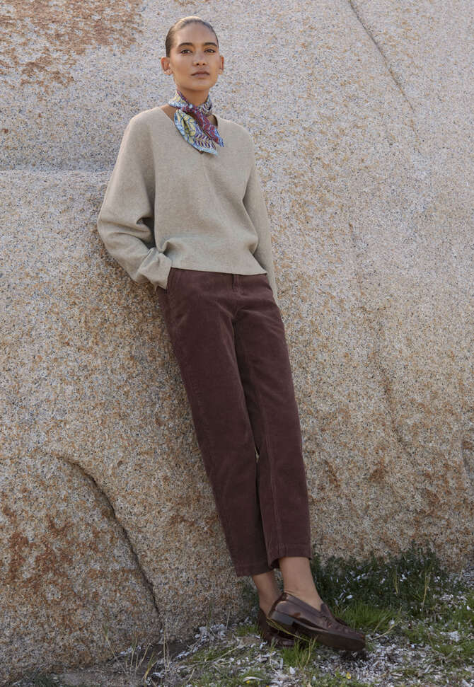 V-neck top, Grey mink, completeTheLook