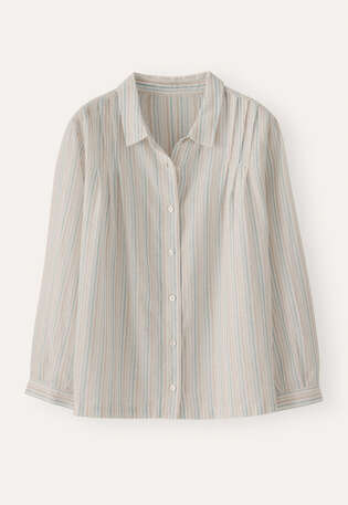 Striped pleated shirt, Parchment, webstill