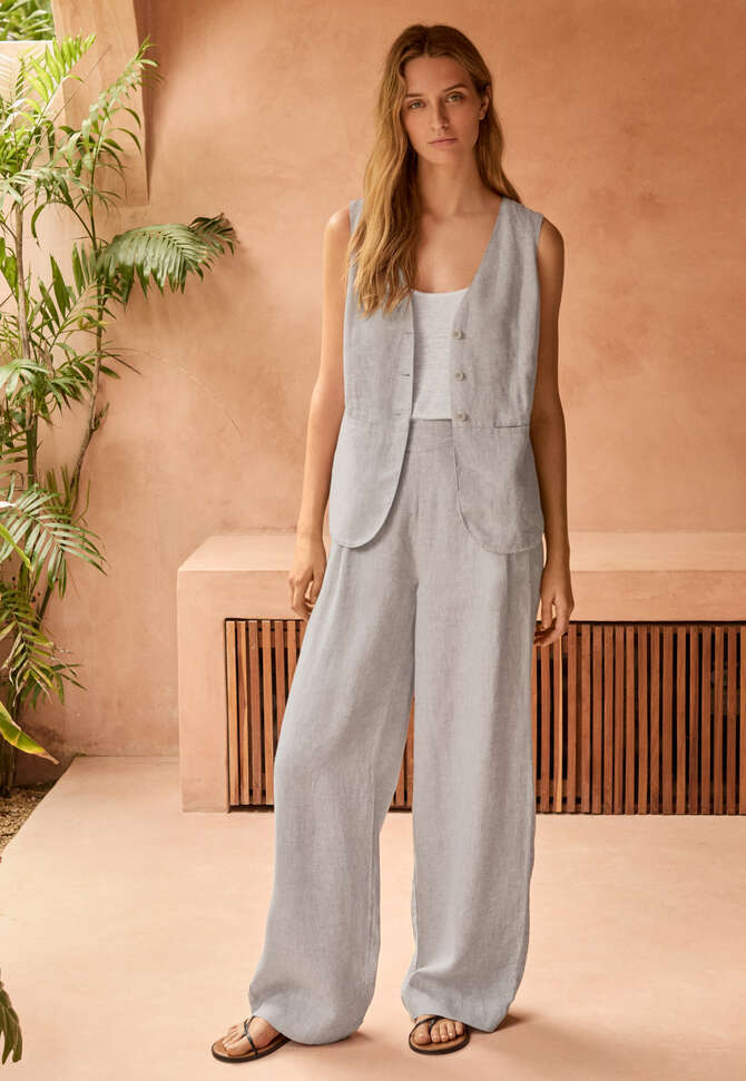 Flat-front trousers, Pale mink, completeTheLook