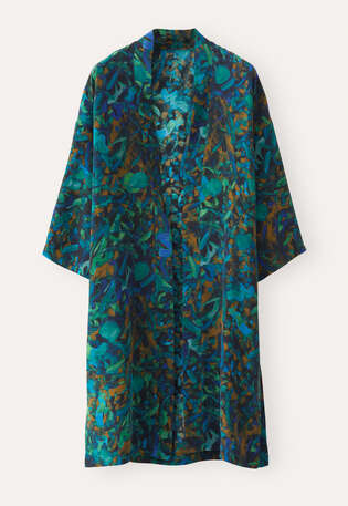 Printed kimono, Peacock blue, webstill