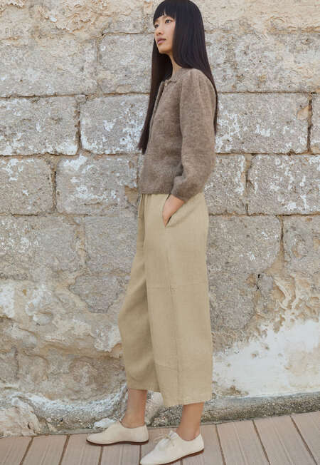 Drawstring trousers, Soft ochre, completeTheLook