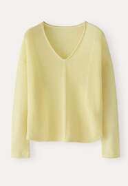 V-neck ribbed panel sweater, Sherbet, webstill