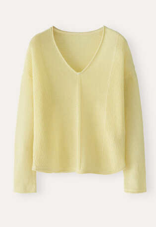 V-neck ribbed panel sweater, Sherbet, webstill