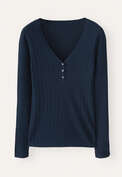 Ribbed v-neck sweater, Dark petrol, webstill