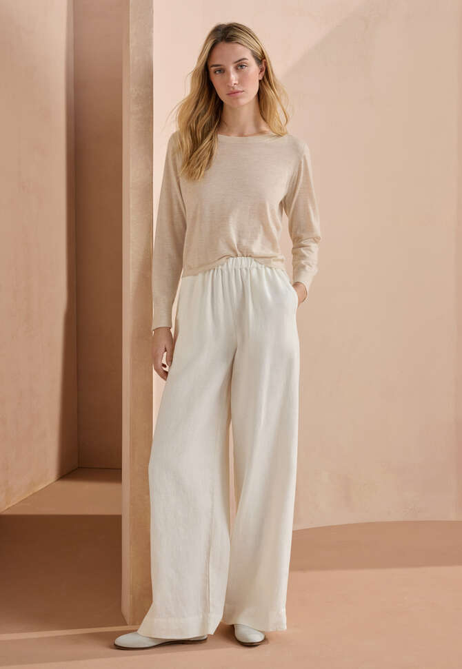 Wide-leg pull-on trousers, Ecru, completeTheLook