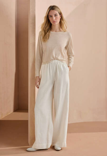 Wide-leg pull-on trousers, Ecru, completeTheLook