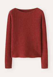Boat-neck sweater, Brick red, webstill