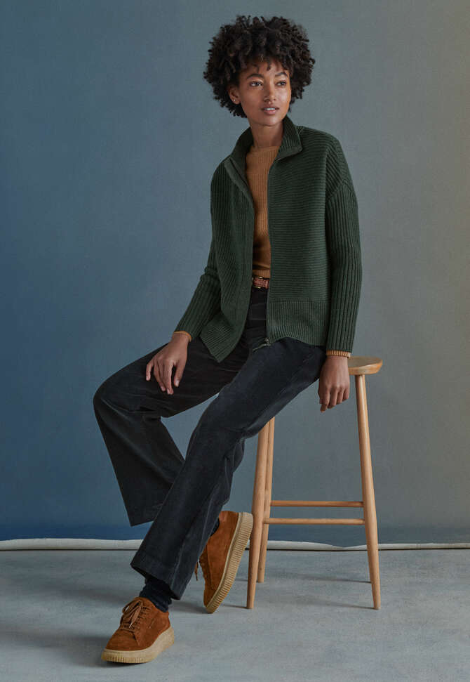 Zip-front cardigan, Forest, completeTheLook
