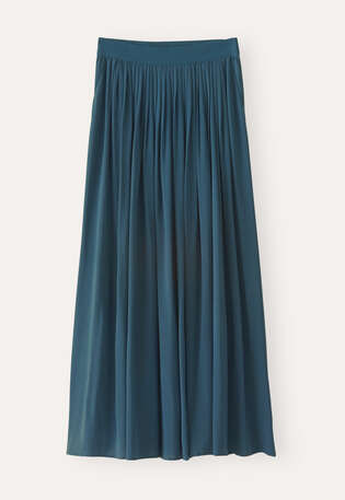 Long pleated skirt, Petrol blue, webstill